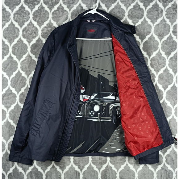 Jaguar Jacket Mens Large Navy Windbreaker Driver Graphic Lined Automotive Racing - Picture 1 of 16